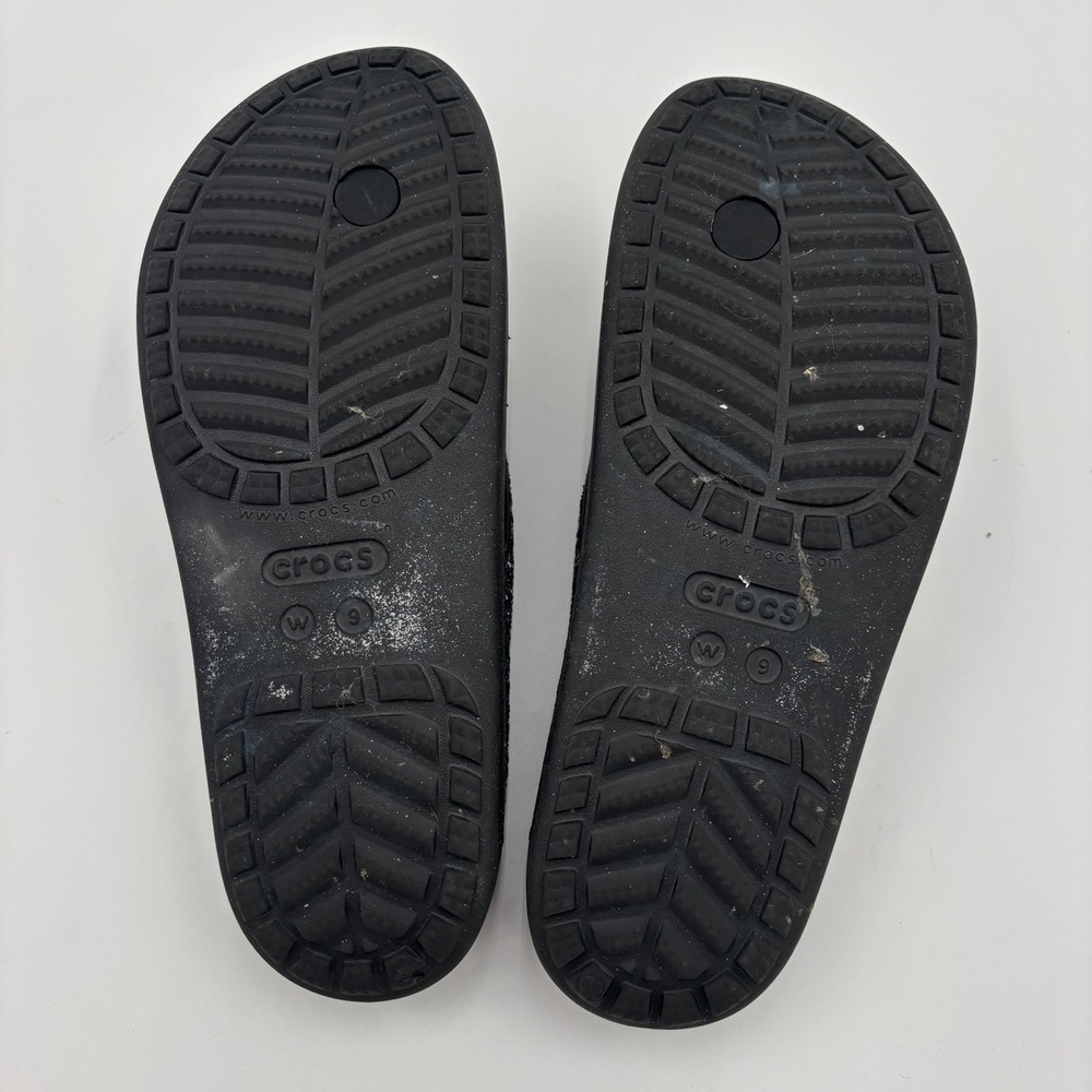 CROCS Sloane Sandals Womens 9 Glitter Wedge Flip Flops Slip On Black - Picture 5 of 8